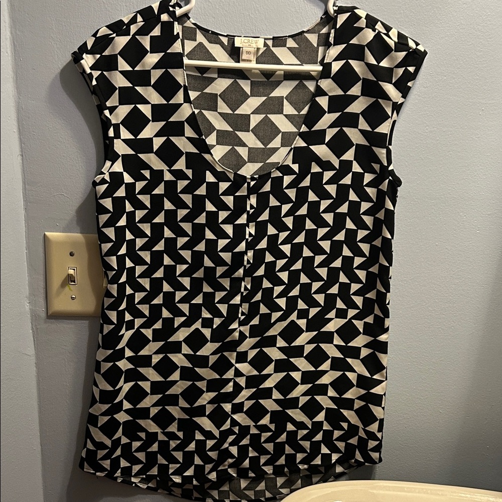 J. Crew Black and White Geometric Blouse